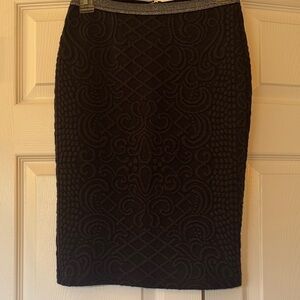 Moulinette Soeurs charcoal gray Textured Jacquard Pencil Skirt